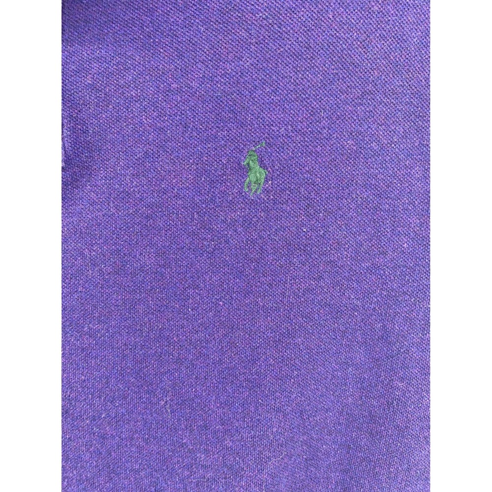 Polo Ralph Lauren Mens Purple Short Sleeve Pique Cotton Polo Large Green Pony - Picture 4 of 7